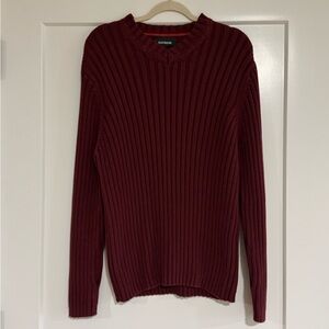 Express Men's Dark Red Crewneck Sweater